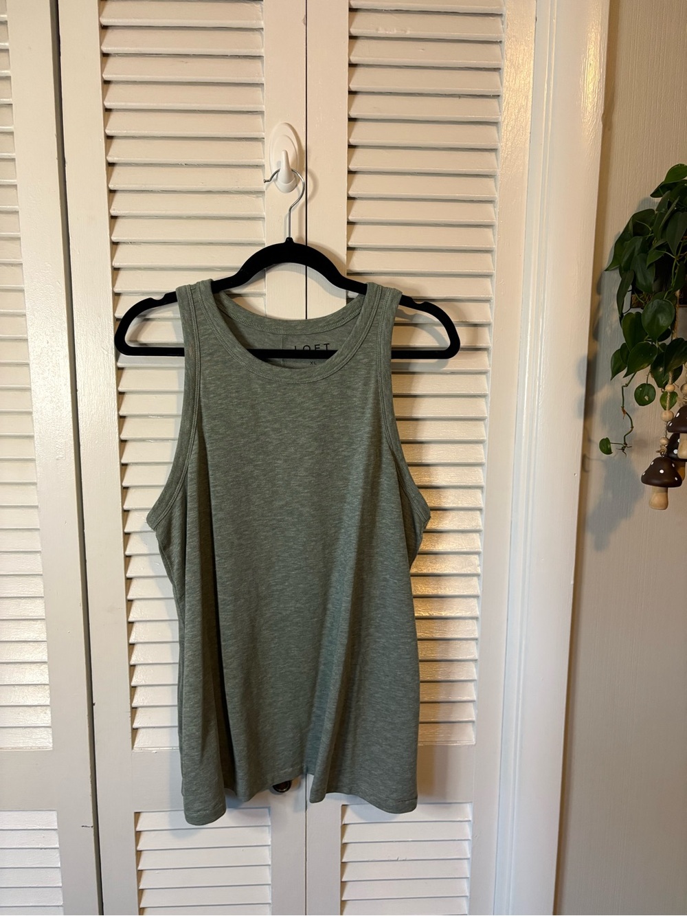 LOFT Olive Tank Top in Heathered Green